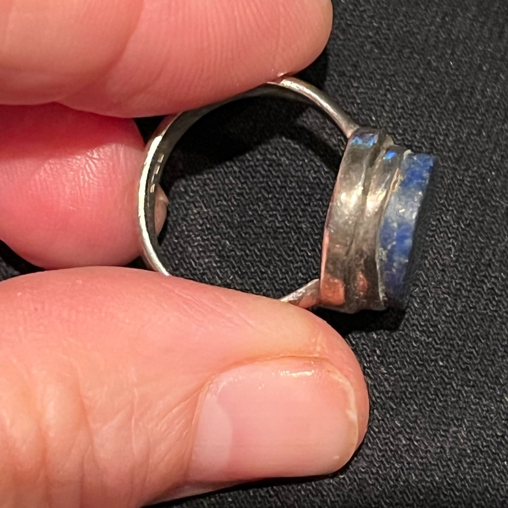 Silver ring blue stone with speckles 925 sterling - Picture 6 of 9